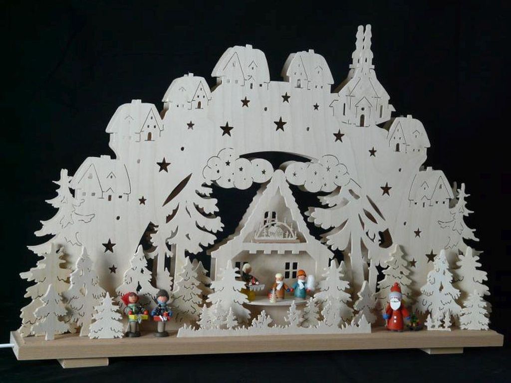 Schwibbogen mit Striezelkinder Weihnachtsmann und Beleuchtung BxHxT 70x43x7cm NEU