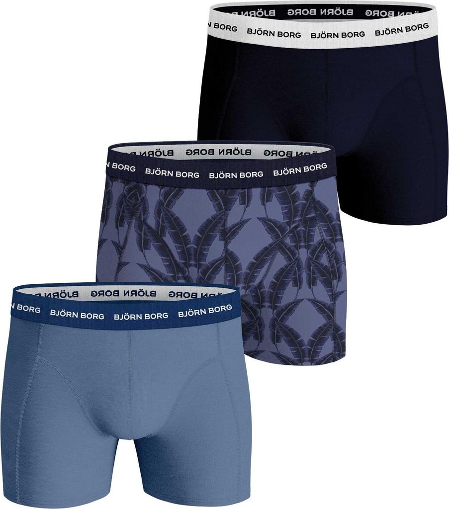 Björn Borg - Herren - Boxershorts Aus Baumwoll-Stretch, 3er-Pack - Blau/Schwarz/Weiß - Gr. S