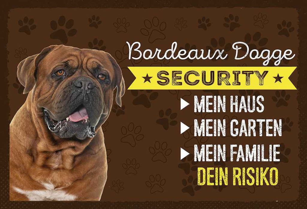 vianmo Holzschild 20x30 cm Bordeaux Dogge Security dein Risiko