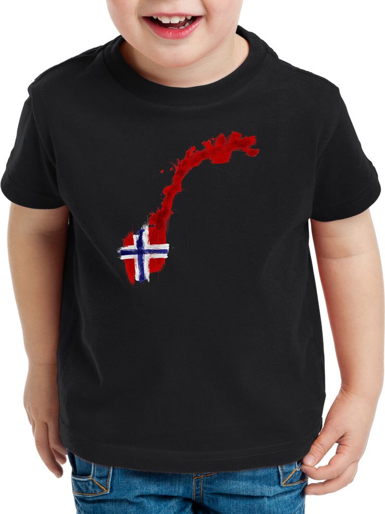 BaumwolleCloud Flagge Norwegen Kinder T-Shirt Fußball Sport Norway WM EM Fahne