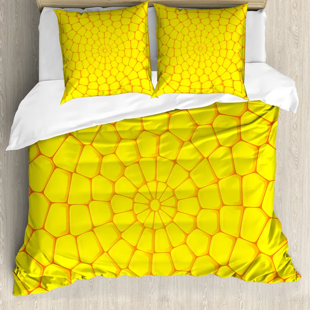 ABAKUHAUS Copripiumino Giallo 155x220: Arredo Astratto e Protezione Antiacaro