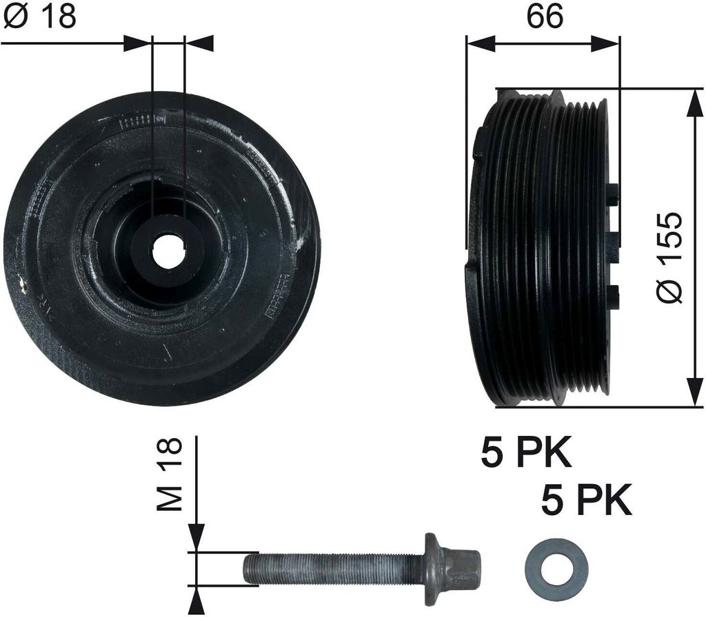 GATES TVD1037A - OE 11232247565 Riemenscheibe, Kurbelwelle für 3er (E46), 5er (E39)