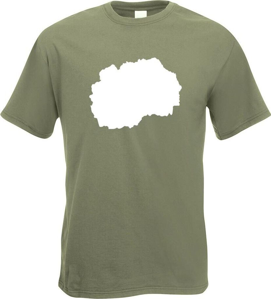 Kiwistar - T-Shirt - Olive - Mazedonien Umriss Kontur Herren Funshirt Bedruckt Design Sprüche Spruch Motive - mit Motiv Bedruckt - Funshirt Design...