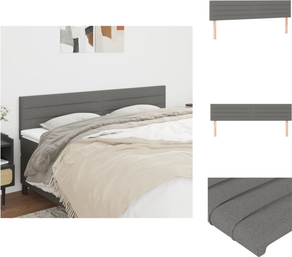 vidaXL Kopfteile 2 Stk. Dunkelgrau 100x5x78/88 cm Stoff - Kopf- & Fußenden