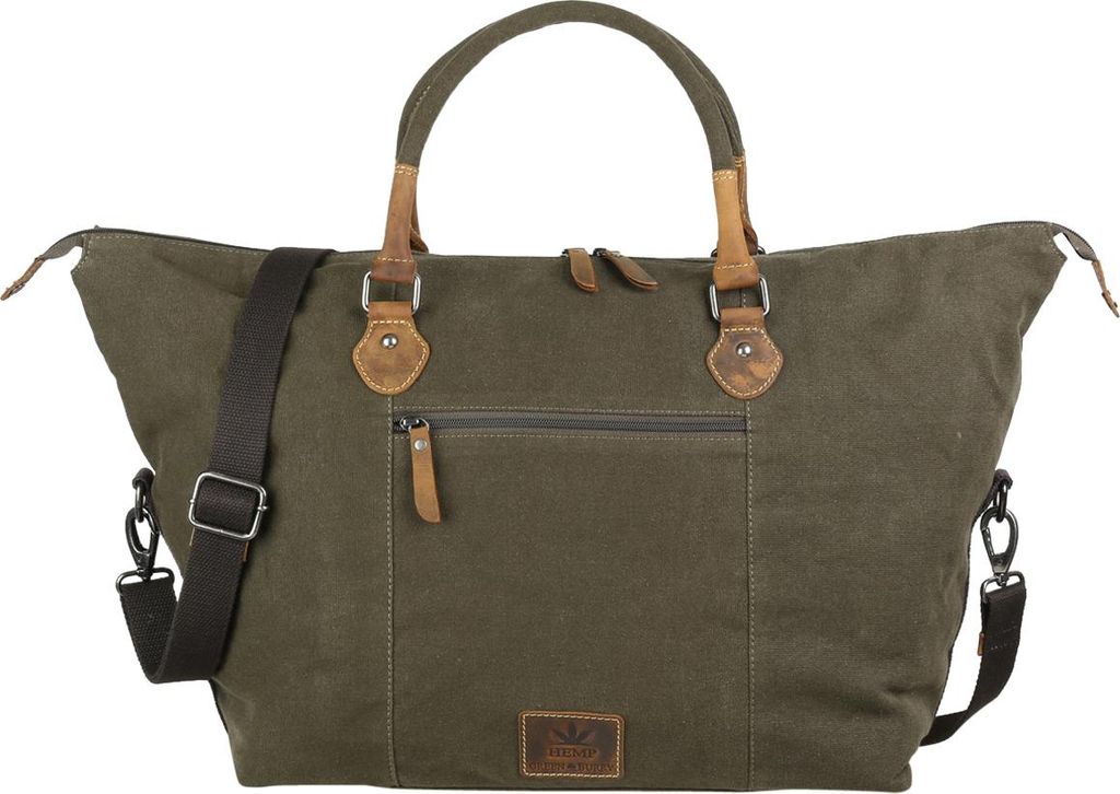 Greenburry Vintage Hemp Travelbag Canvas Reisetasche Sporttasche 5920, Farbe:Olive Green