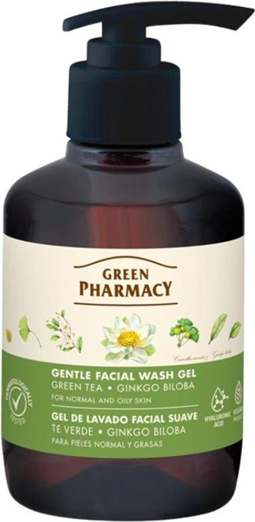 GREEN PHARMACY Sanftes Gesichtsreinigungsgel für Mischhaut und fettige Haut, Grüner Tee, 270 ml
