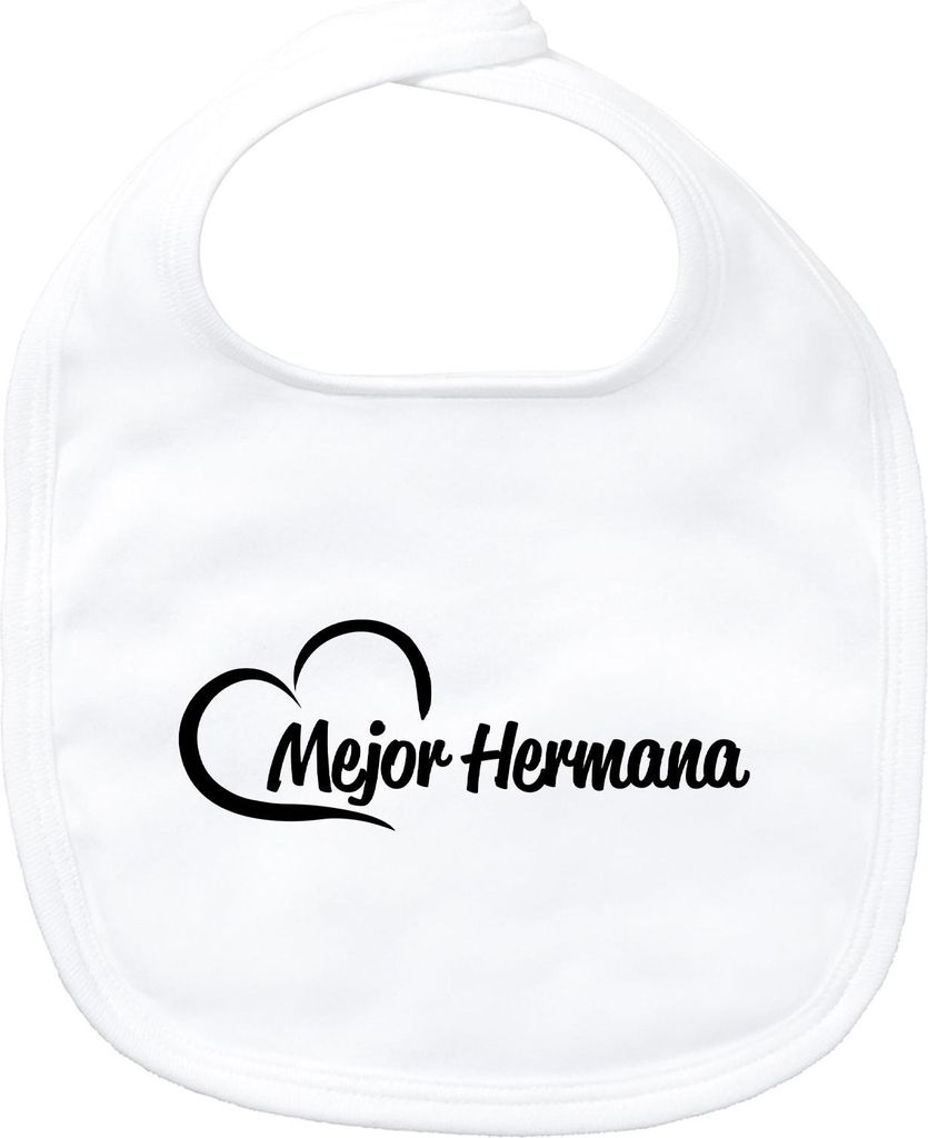 Huuraa Baby Lätzchen Mejor Hermana Corazón White Klettverschluss Baumwolle Latz Geschenkidee