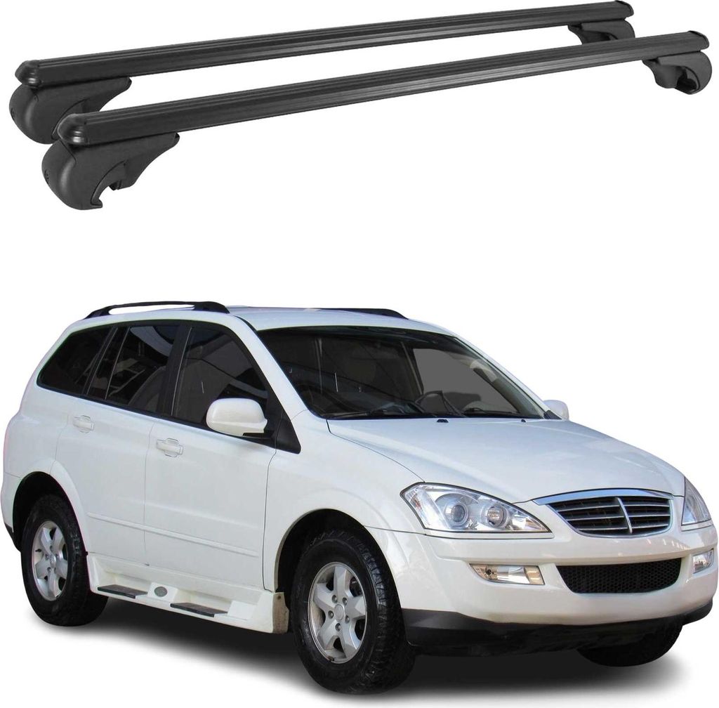 Dachträger für Ssangyong Kyron 2006-2011 Gepäckträger Grundträger Alu Schwarz 2x