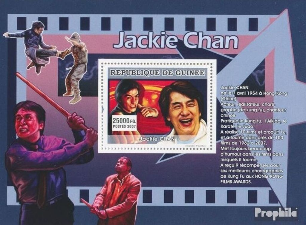 Briefmarken Guinea 2007 Mi Block 1350 (kompl. Ausgabe) postfrisch Jackie Chan