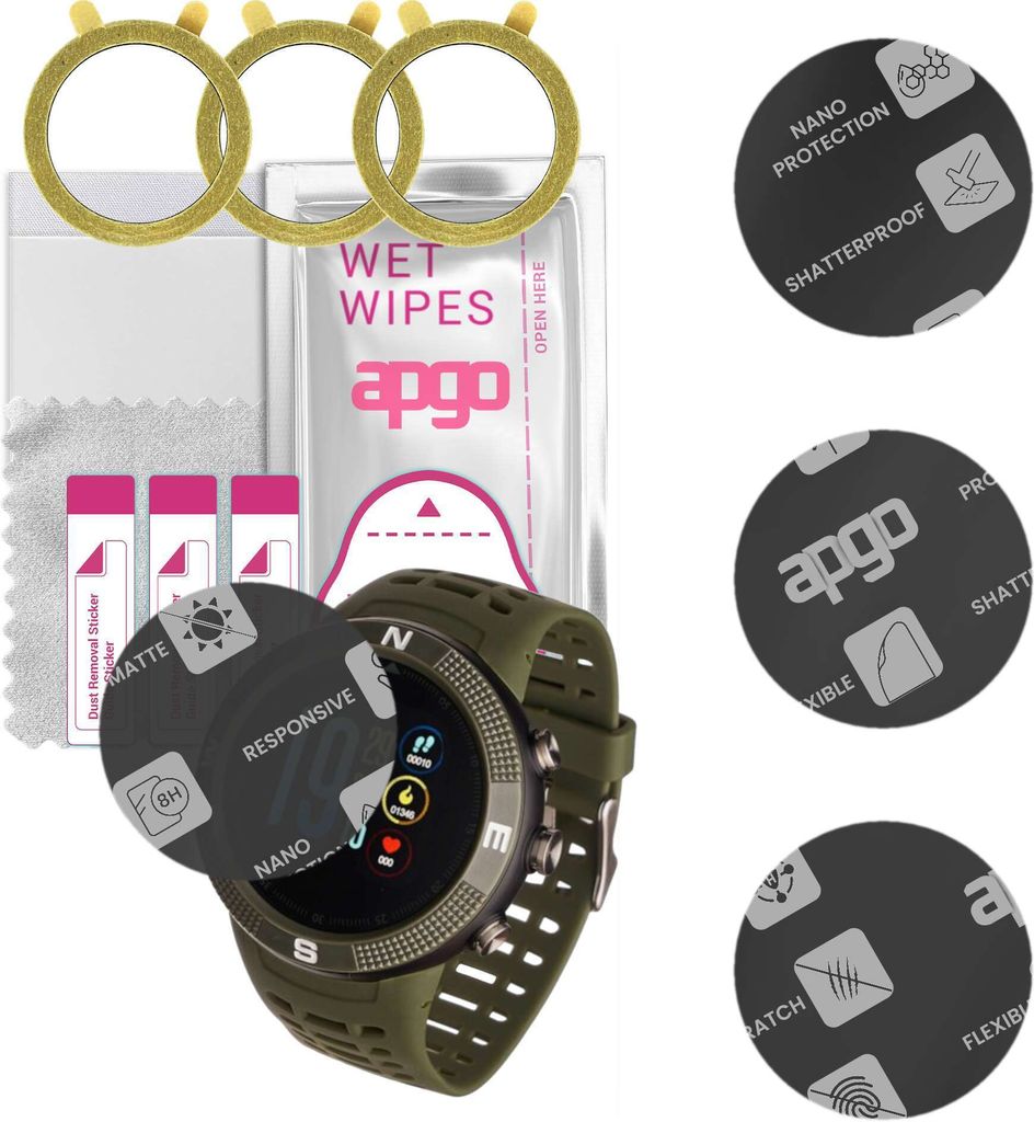 apgo 3 Stück Schutzglas, Matt, kompatibel mit Garett Sport Produktbild 