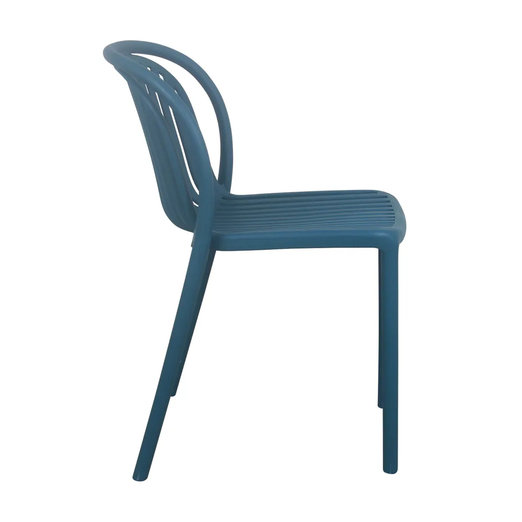 Chaise de terrasse design bleu canard résistante aux UV et intempéries