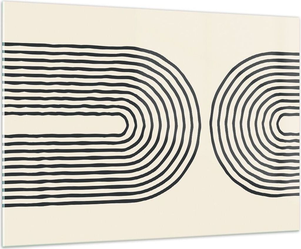 Bilder auf glas - Einteilig - Linien Oval Minimalismus - 100x70cm - Glasbilder - Wandbilder - Bilder - zum Aufhängen bereit - Wanddekoration aus G...