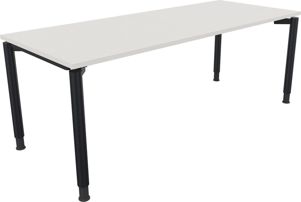 Schreibtisch Vierfuß Rundrohr B2000xT800xH680-820 an/Weiß