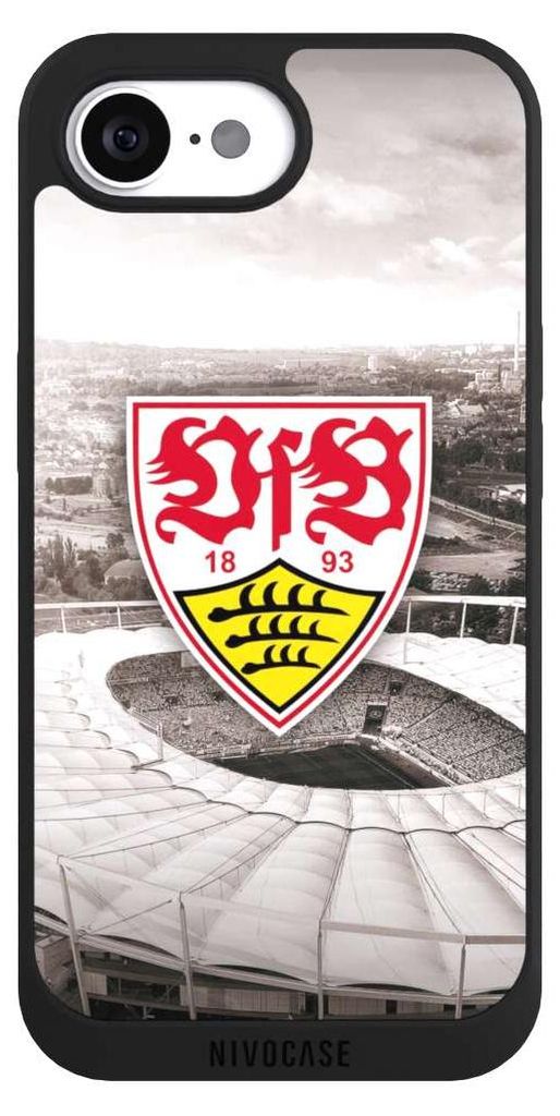 NIVOCASE Handyhülle für Apple iPhone 16e Hülle NIVOpure Case Schwarz Offizielles Lizenzprodukt Stadion VfB Stuttgart