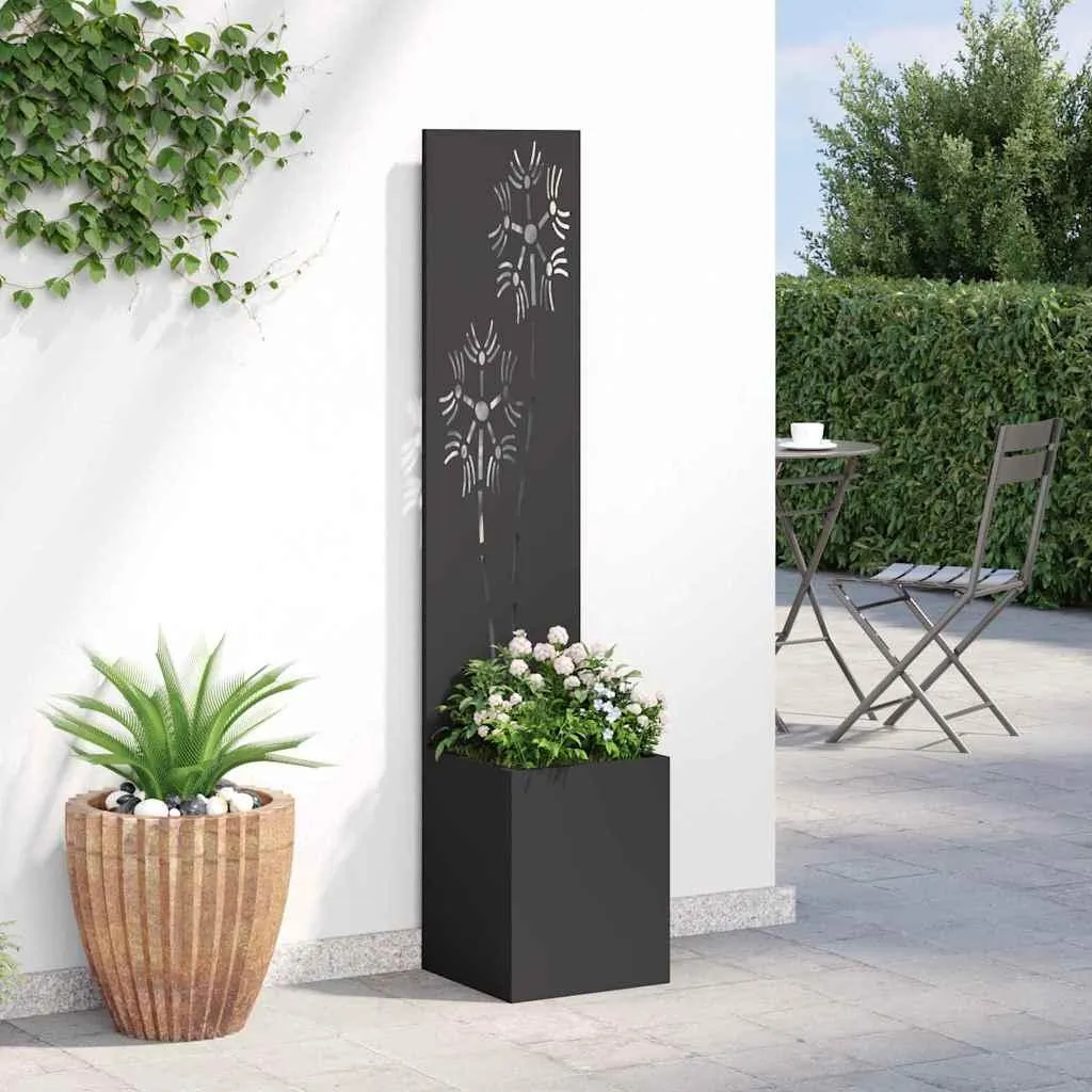vidaXL Schermo Privacy Giardino Nero Floreale 32x140 cm | Arredo Esterno - 4