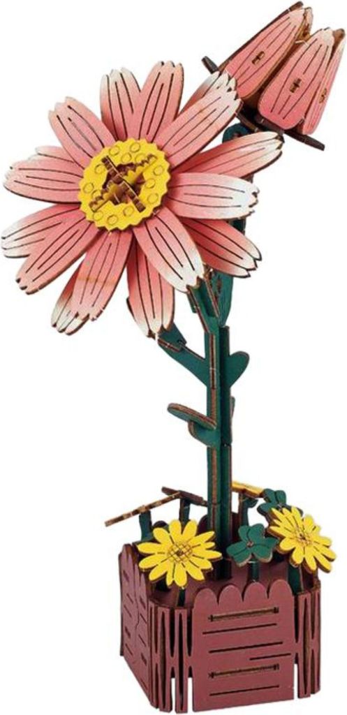 Habarri | Blumen Baustein Set - Blumenstrauß - Bunt - für Kinder ab 10 Jahren - Rosa Gänseblümchen DIY