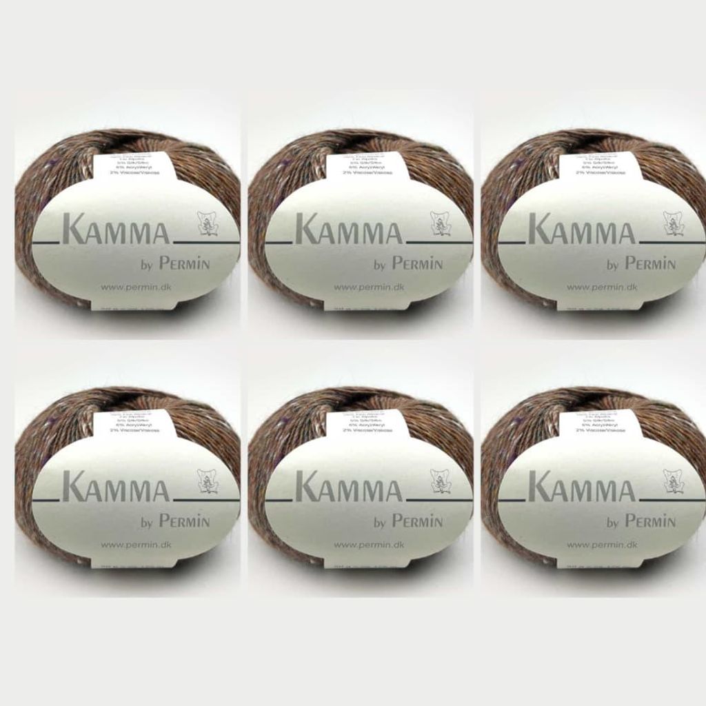 6x Kamma by Permin – Edles Garn mit Wolle, Alpaka, Seide & Tweed-Effekt (29 kastanienbraun)