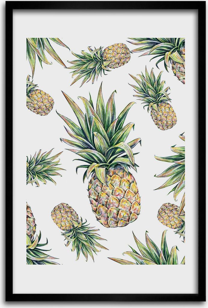 Bild - Bilderrahmen - 40 cm x 60 cm - MDF - Rahmen - Wandkunst - Ananas