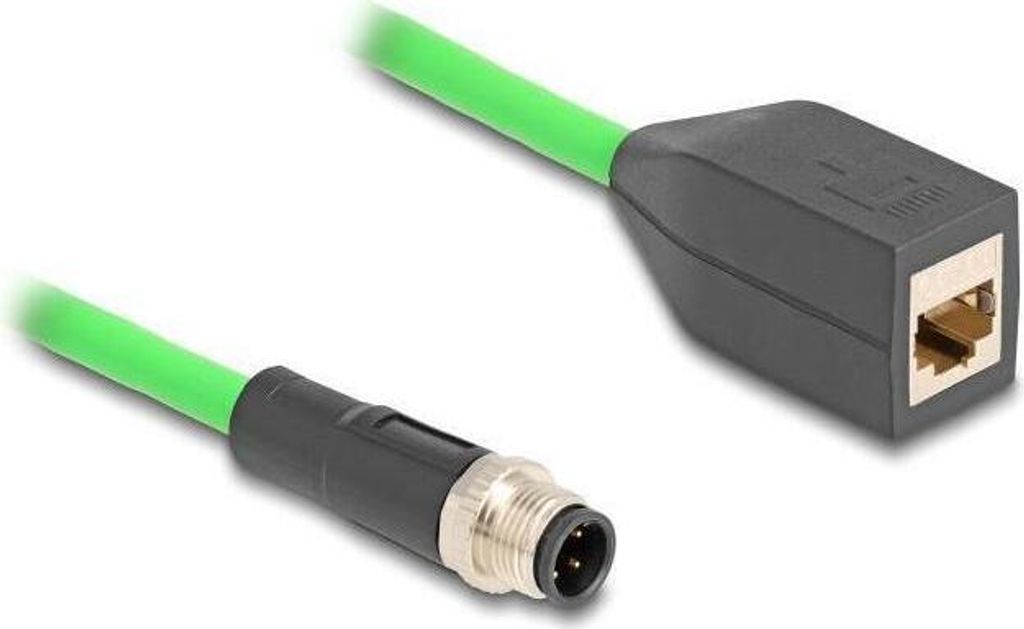 DELOCK M12 Kabel D-kodiert 4 Pin St. zu RJ45 Bu.PUR(TPU)0,5m