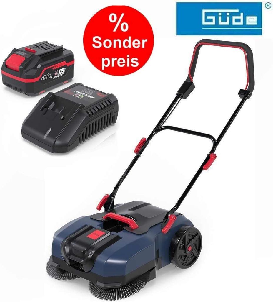 Güde Akku Kehrmaschine GKM 18-0 mit Akku 4.0 Ah 18V E³ Serie,