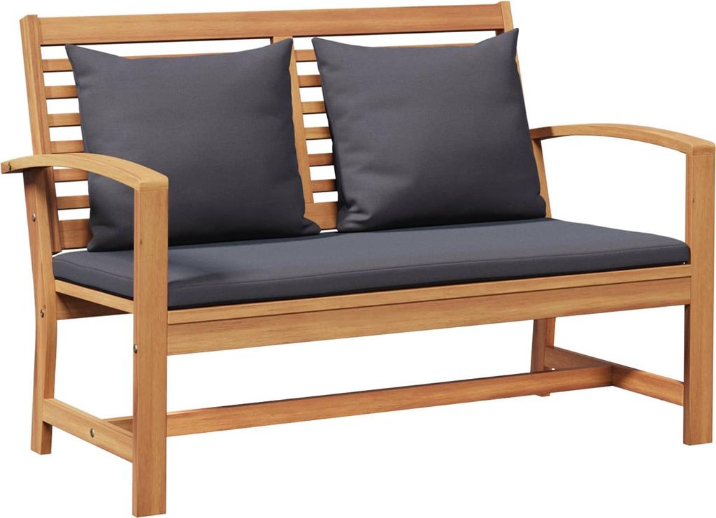 Gartenbank- und Tischset mit Polster 2 Stück Massivholz Teak