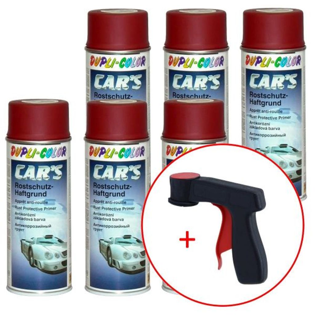 Dupli-Color Car's Rallye Rostschutz-Haftgrund rot 6x 400 ml. + 1 Spraydosen Handgriff