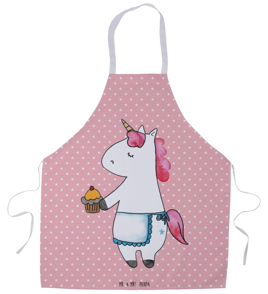 Mr. & Mrs. Panda Barkeeper Schürze Einhorn Muffin - Rot Pastell - Geschenk, Backen, Arbeitsschürze, Küchenschürze, Küchenzubehör, Vorbinder, ...
