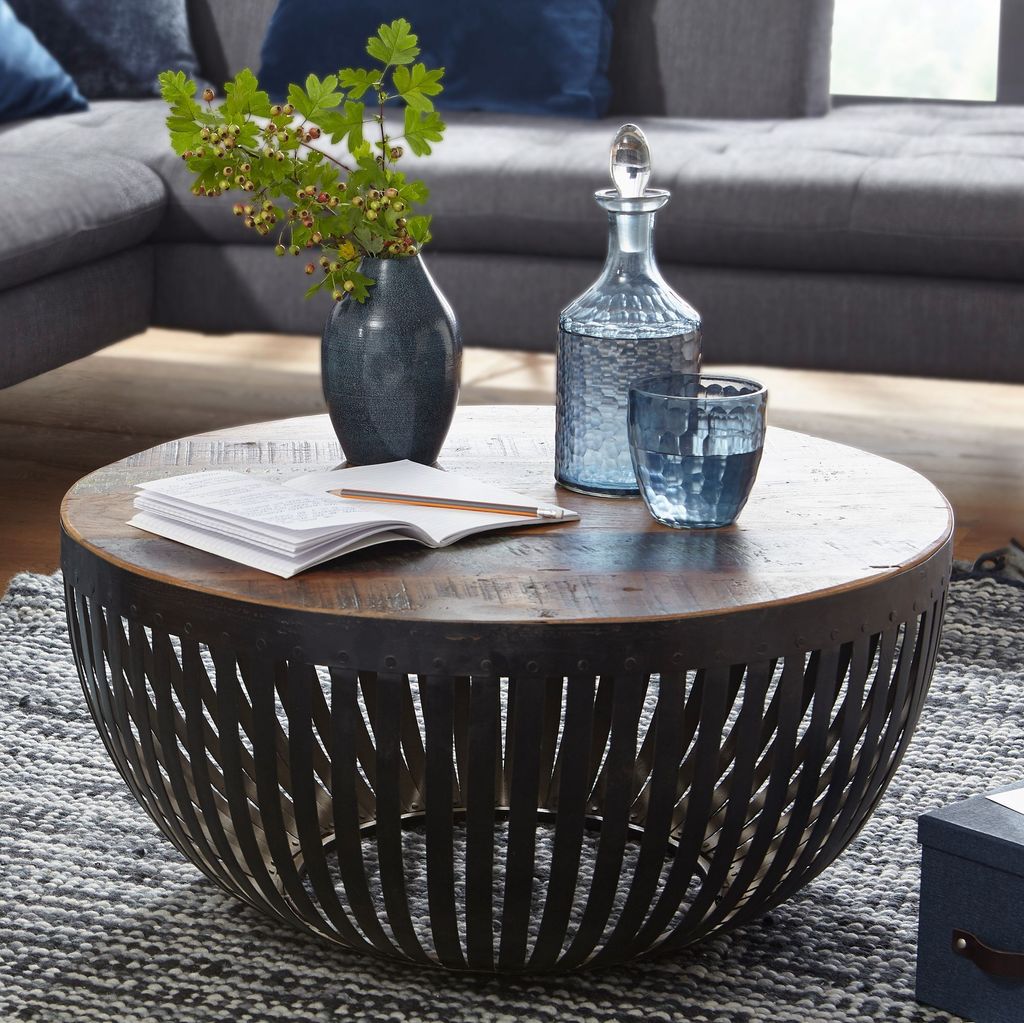 FineBuy Table basse 70x33x70 cm bois / métal Table de salon Image du produit 