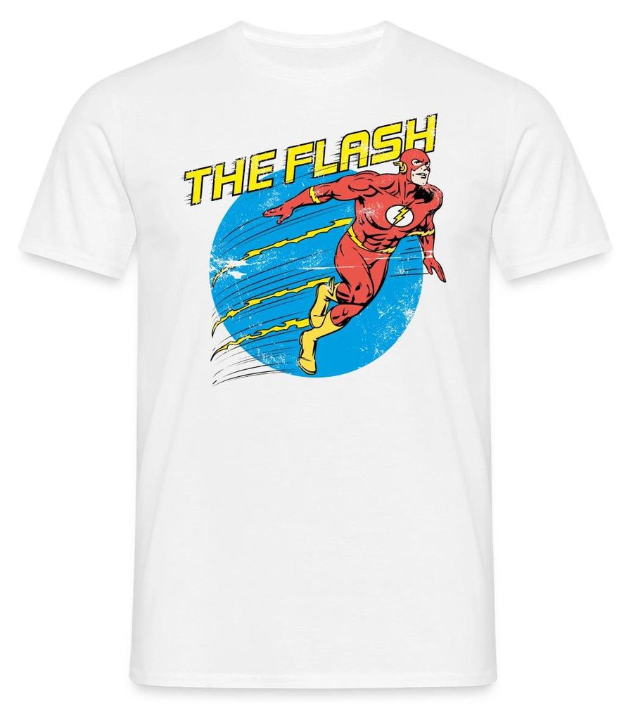 Spreadshirt DC Comics Justice League The Flash Männer T-Shirt, L, Weiß