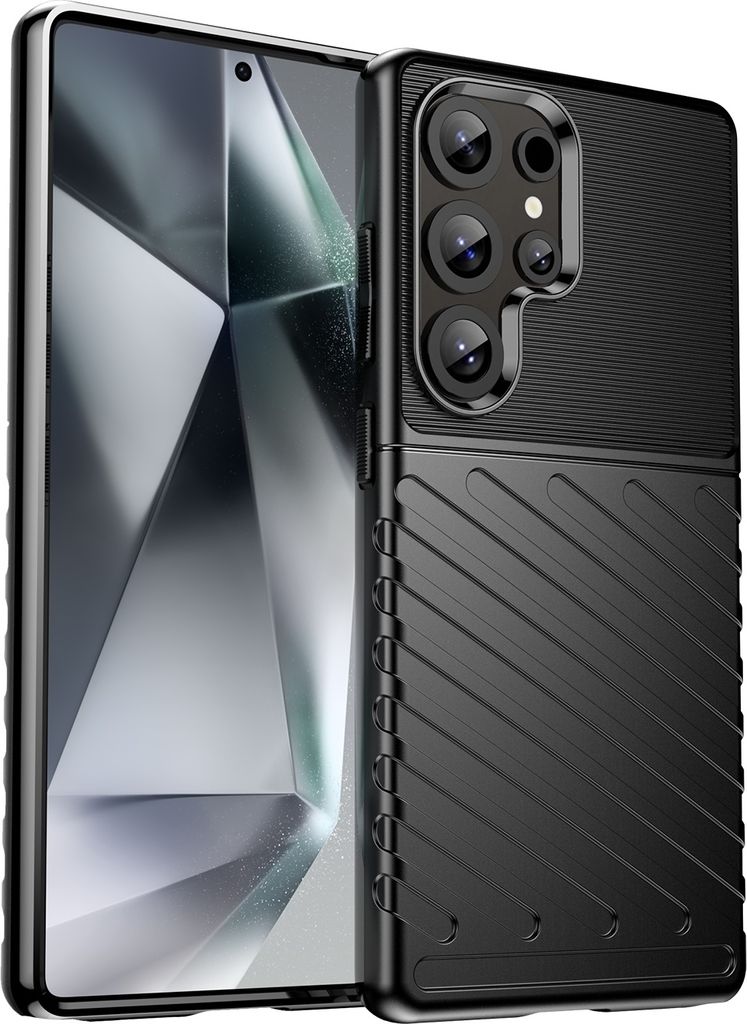 Für Samsung Galaxy S25 Ultra 5G Schockfeste Thunderbolt TPU Handy Hülle Schwarz