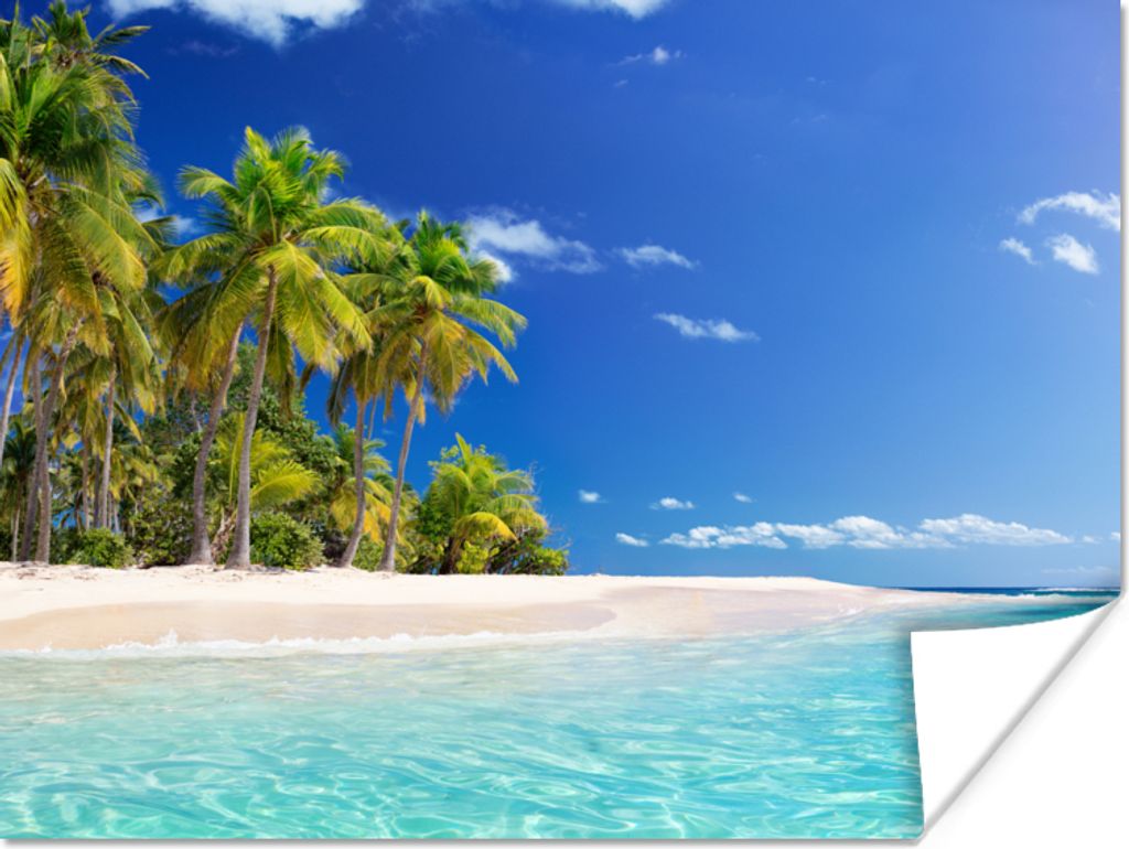 MuchoWow Poster Strand - Meer - Palme - Sonne - Sommer 160x120 cm - Foto Plakat