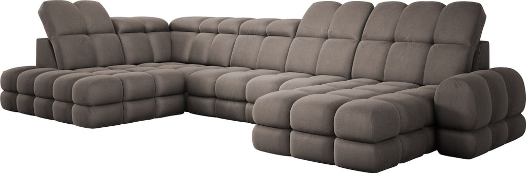 DomoHome Ecksofa Tollo Schokolade Solar-Stoff Linke Seite 400x217x105 cm, U-Form Sofa mit Schlaffunktion, Bettkasten 120x85x17 cm, Elektrisch Verst...