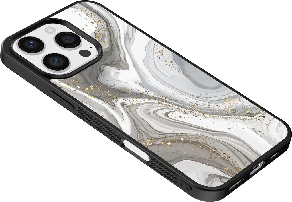Custodia Smartphonica iPhone 16 Pro Max TPU Marmo Argento - Shockproof - 3