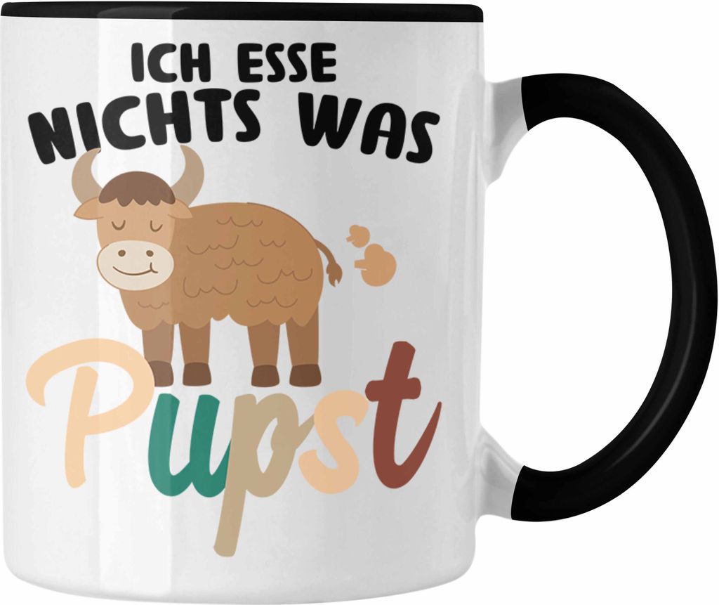Trendation - Veganer Tasse Geschenk Friends Not Food Vegan Geschenkidee Lustiger Spruch Vegane Lebensweise Spruch Süß (Schwarz)