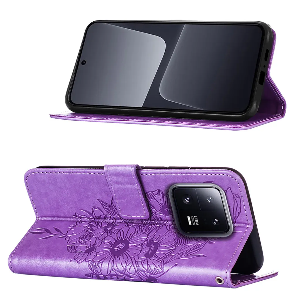 Regalo Ideale: Custodia Xiaomi 13 Pro Farfalla Viola con Supporto - 3