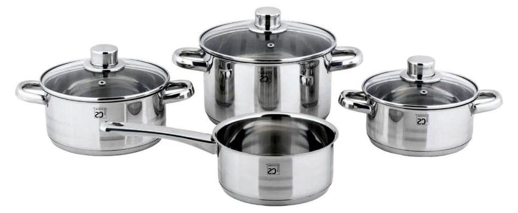 7-teiliges Set mit Glasdeckel aus rostfreiem Edelstahl, Produktbild 