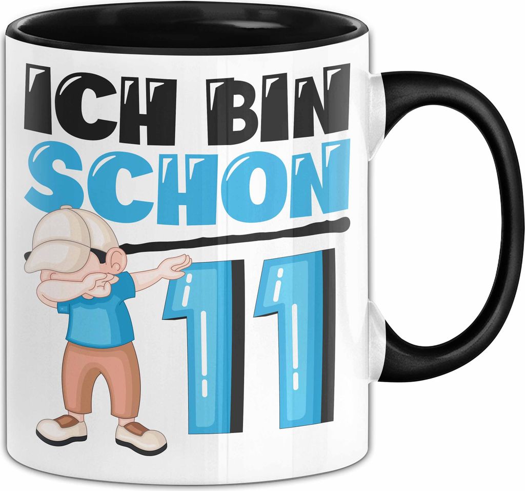 11. Geburtstag Geschenk Tasse Becher Jungs Dab Geburtstagsgeschenk Ich Bin Schon 11 (Schwarz)