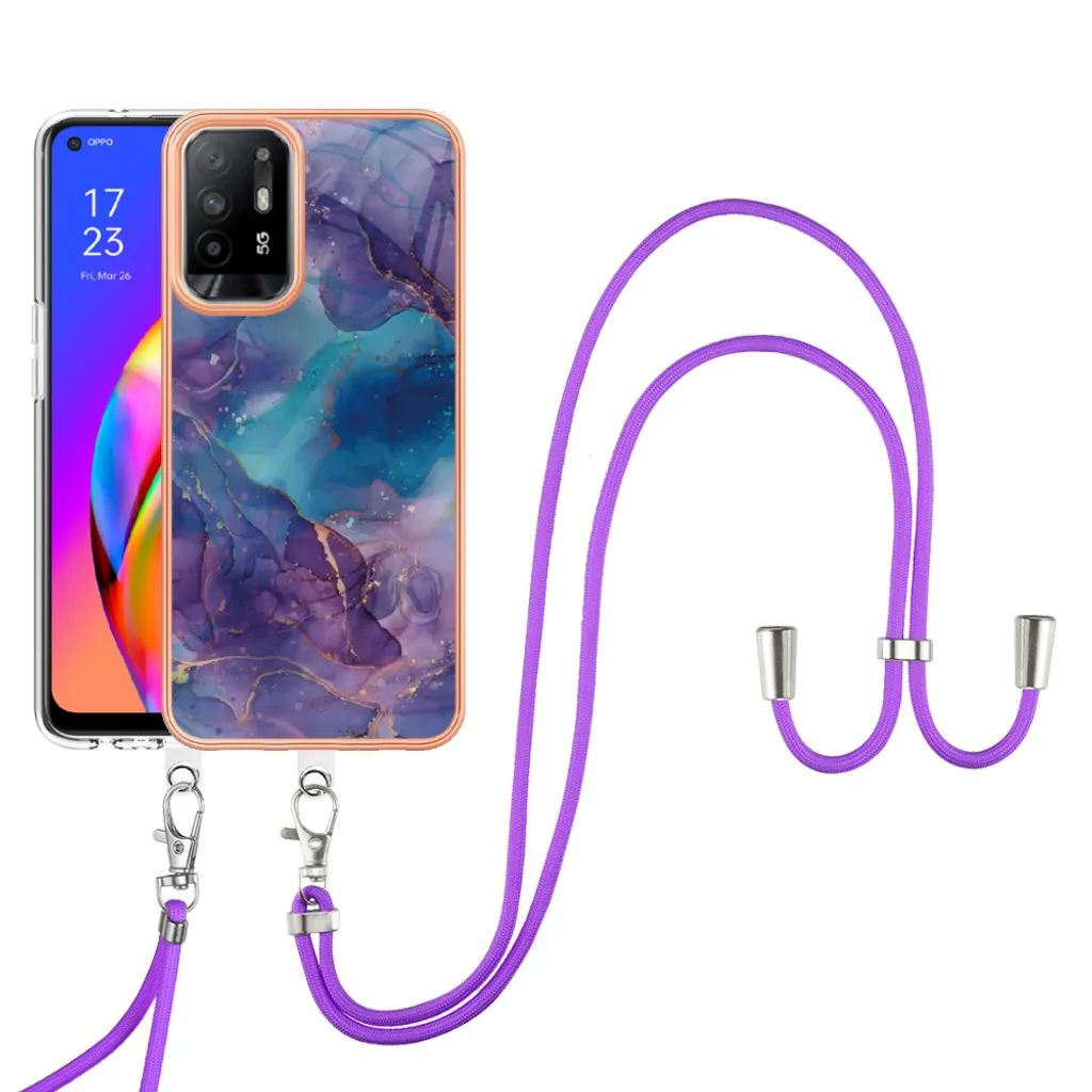 Custodia OPPO A94 5G con Laccio da Collo - Cover Protettiva Viola