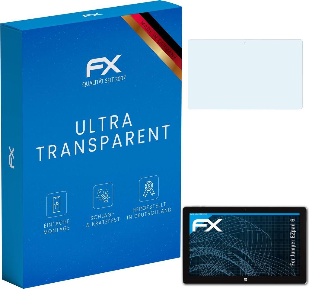 atFoliX FX-Clear 2x Schutzfolie kompatibel mit Jumper EZpad 6 Displayschutzfolie