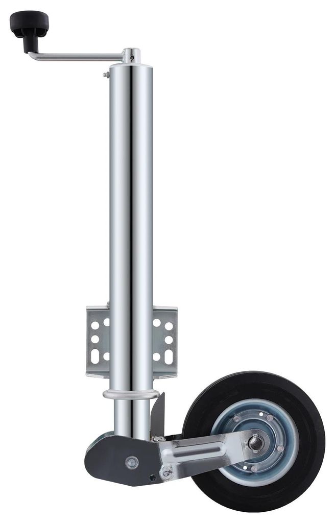 Anhängerstütze - Jockeyrad - Schwerlast Stützrad 400 kg - Einzelrad - Für Wohnwagen und Bootsanhänger - Metall - Silber