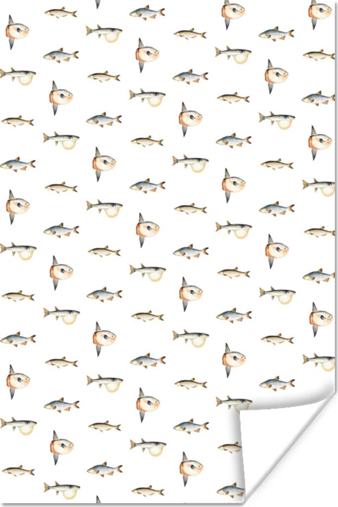 MuchoWow Poster Fische - Farben - Muster 40x60 cm - Plakate für die Wand - Poster Babyzimmer