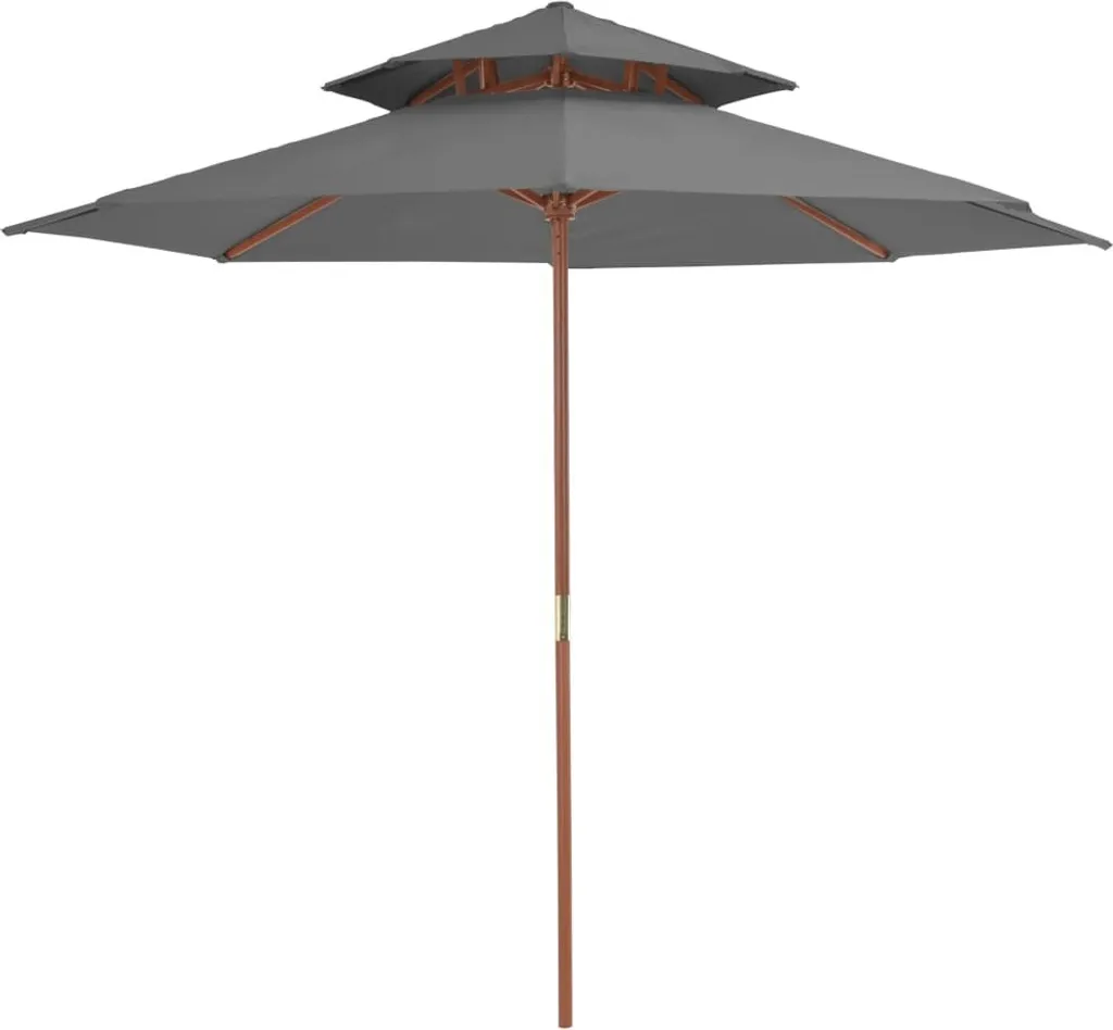 Parasol bois 270 cm anthracite avec cheminée de décompression air