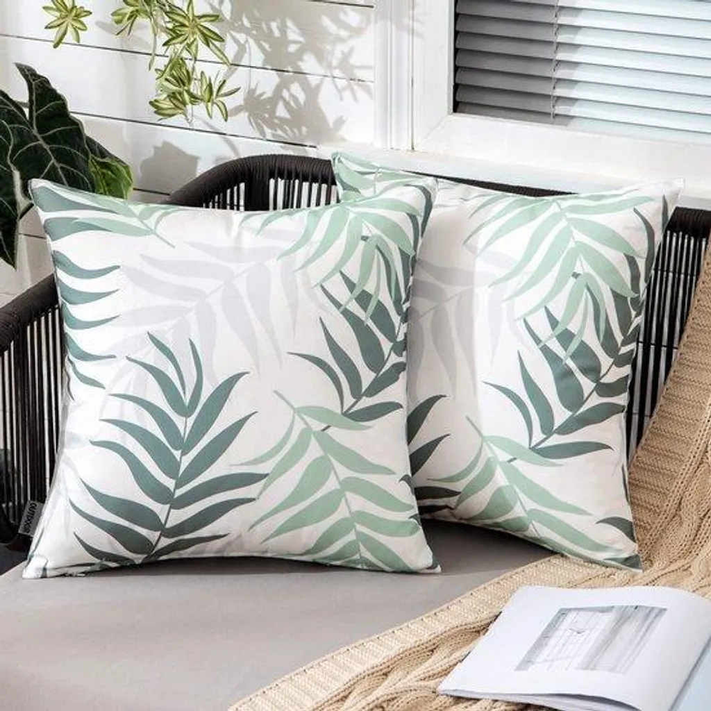 Lot de 2 housses de coussin d'extérieur 50x50 cm imperméables vert gris