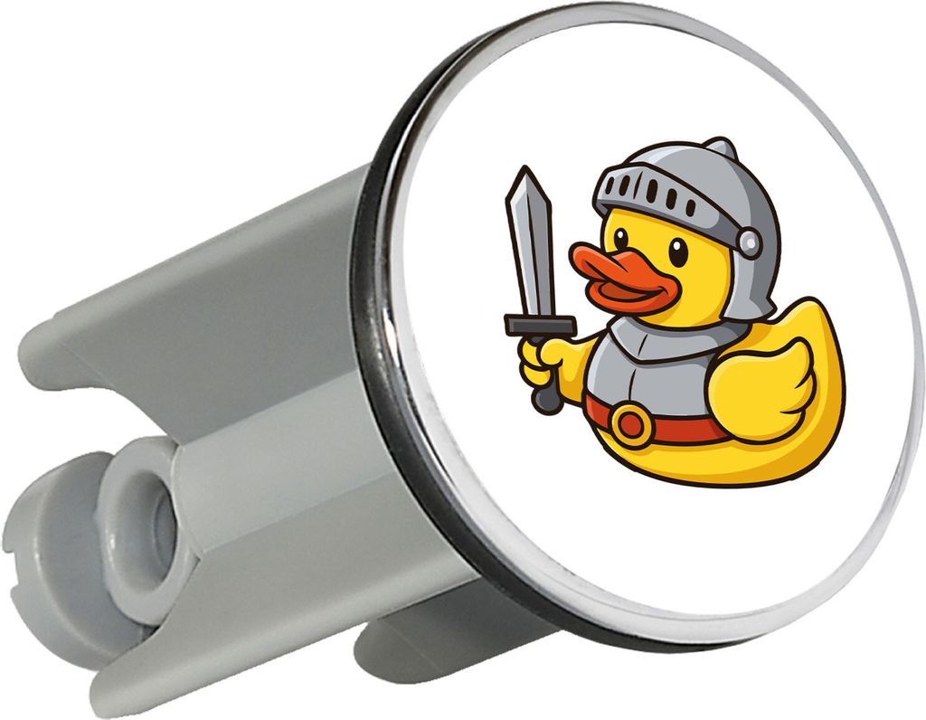Huuraa Waschbeckenstöpsel Quietscheente Ritter Gummiente Mittelalter 4cm höhenverstellbar Abflussstopfen Geschenkidee