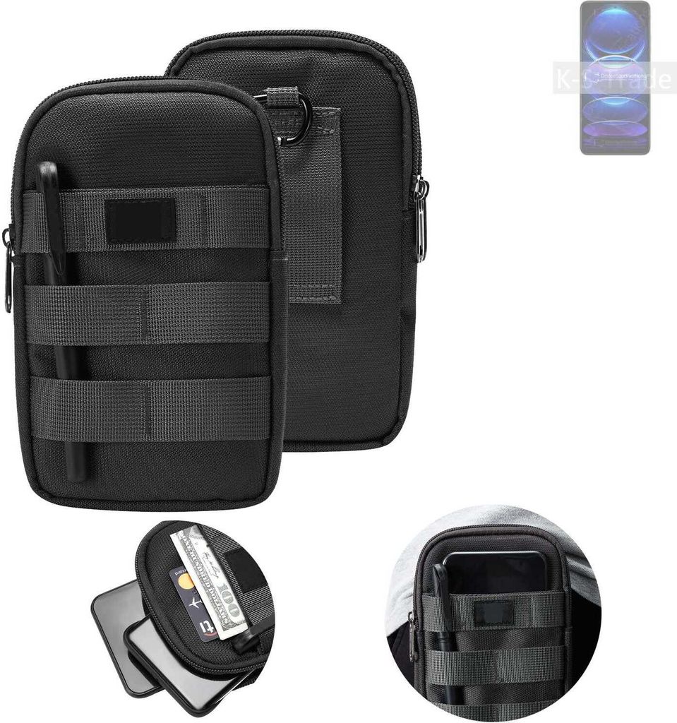 K-S-Trade Holster Gürtel Tasche kompatibel mit Xiaomi Redmi Note 12 Pro Handy Tasche Schutz Hülle dunkel-grau viele Fächer, 1x
