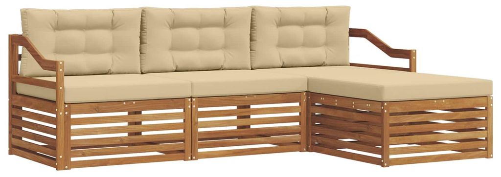 vidaXL Outdoor-Sofagarnitur mit Kissen 4 pcs Natur und Beige
