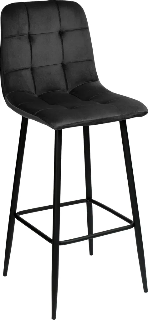 Hamilton Bar Hocker Noir Velours - Tabouret Stable et Confortable Pro