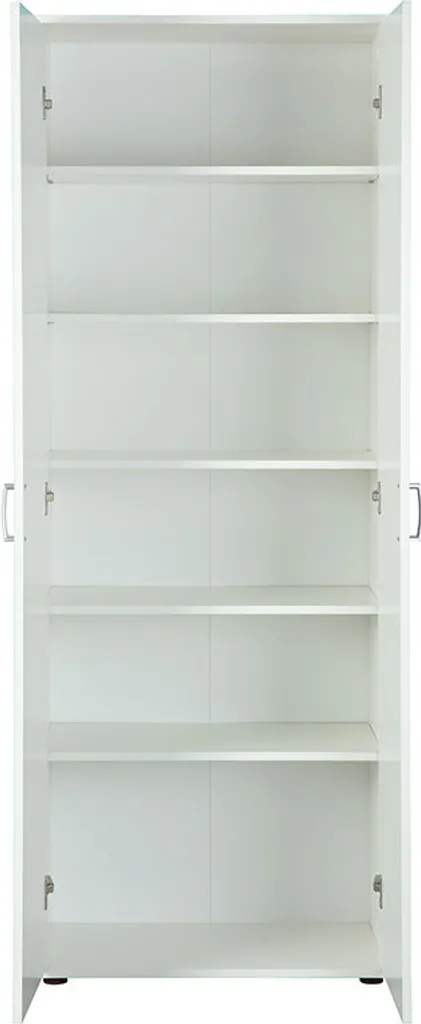 Armoire Blanche Arta avec 5 Tablettes Robustes - Meuble de Rangement Slim - 3
