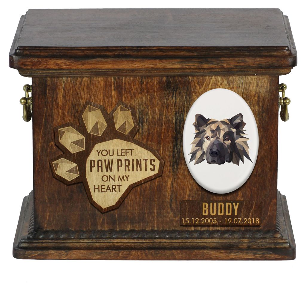 Eurasier Personalisierte Hundeurne mit Gravur, Erinnerungsbox für Hundeknochen von der Marke Art-Dog