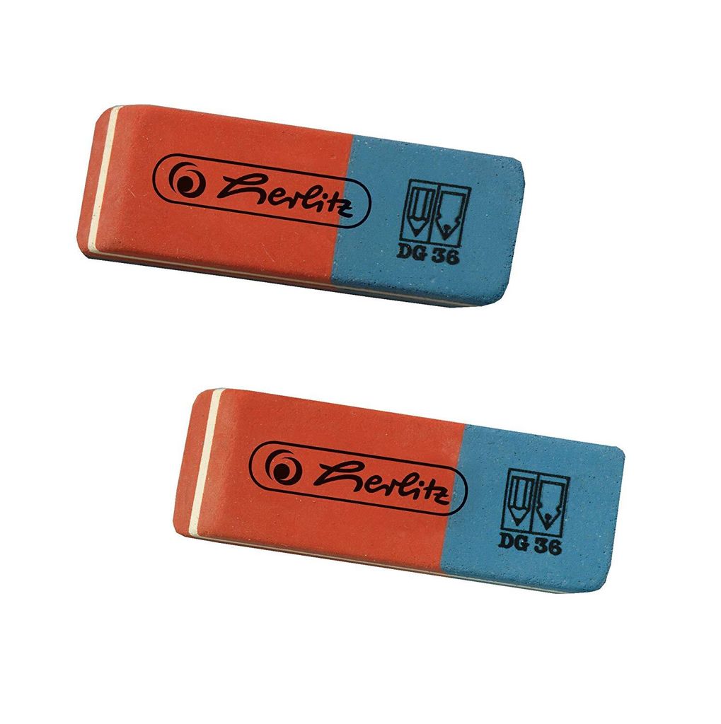 Herlitz Naturkautschuk Radierer Farbe: blau/rot 2 Radierer Produktbild 